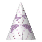 パープルグリッターバタフライバースデーパーティーハット パーティーハット (裏面)