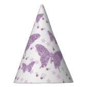 パープルグリッターバタフライバースデーパーティーハット パーティーハット (右)