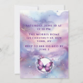 パープルグリッターバタフライベビーシャワー 招待状 (裏面)