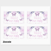 パープルグリッターバタフライ誕生日シール 長方形シール (シート)