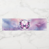 パープルグリッターバタフライ – 誕生日 ペットボトルラベル (シングルラベル)