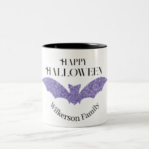 パープルグリッターバット ハッピーハロウィン ツートーンマグカップ