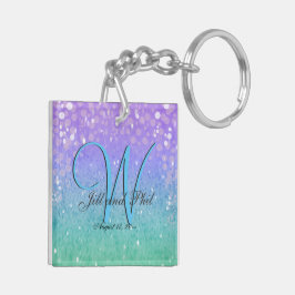 パープルグリッターパティオランタン紙吹雪グラムブルー キーホルダー