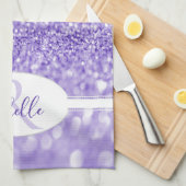 パープルグリッターパーソナライズされたキッチンタオル キッチンタオル (四つ折り)