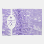 パープルグリッターパーソナライズされたキッチンタオル キッチンタオル (横)