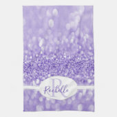 パープルグリッターパーソナライズされたキッチンタオル キッチンタオル (縦)