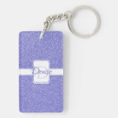 パープルグリッターパーソナライズされたキーチェーン キーホルダー (裏面)