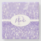 パープルグリッターパーソナライズされたコースター ストーンコースター (正面)