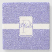 パープルグリッターパーソナライズされたコースター ストーンコースター (正面)