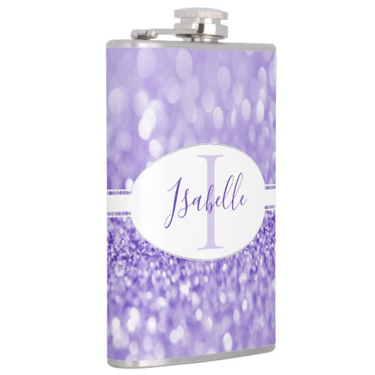 パープルグリッターパーソナライズされたフラスコ フラスク (右)