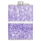 パープルグリッターパーソナライズされたフラスコ フラスク (裏面)