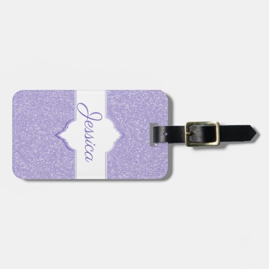 パープルグリッターパーソナライズされたラゲッジタグ ラゲッジタグ (正面横)