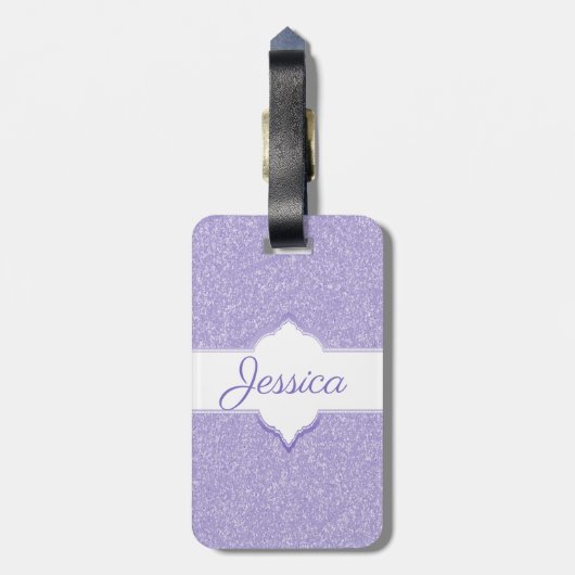 パープルグリッターパーソナライズされたラゲッジタグ ラゲッジタグ (裏面縦)