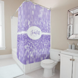 パープルグリッターパーソナライズシャワーカーテン シャワーカーテン