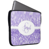 パープルグリッターパーソナライズラップトップスリーブ ラップトップスリーブ (正面右)