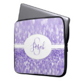 パープルグリッターパーソナライズラップトップスリーブ ラップトップスリーブ (正面左)