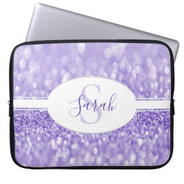 パープルグリッターパーソナライズラップトップスリーブ ラップトップスリーブ