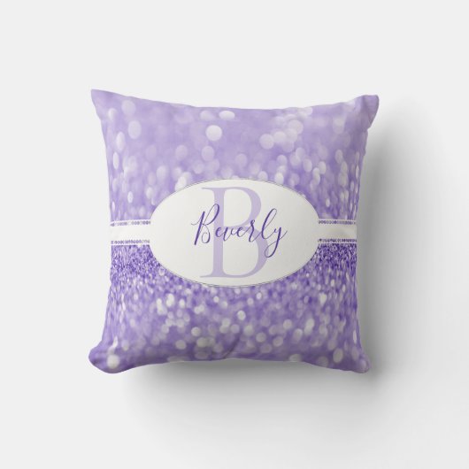 パープルグリッターパーソナライズ装飾用クッション クッション (正面)