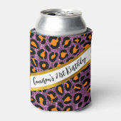 パープルグリッターヒョウガーリーチータシック誕生日 缶クーラー (缶正面)