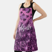パープルグリッターヒョウ印刷 エプロン (インサイチュ)