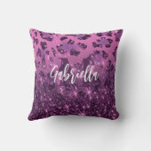 パープルグリッターヒョウ印刷 クッション (裏面)