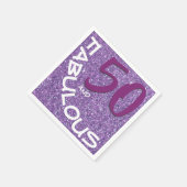 パープルグリッターファブラス50th誕生日タイポグラフィ スタンダードカクテルナプキン (角)