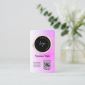 パープルグリッターフェミニンSNSロゴQRコード 名刺 (スタンド正面)