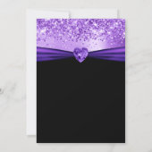 パープルグリッターフォイルジェムハート50th誕生日 招待状 (裏面)