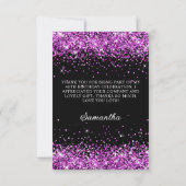パープルグリッターブラック40歳の誕生日 サンキューカード (裏面)