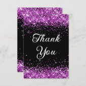 パープルグリッターブラック40歳の誕生日 サンキューカード (正面/裏面)