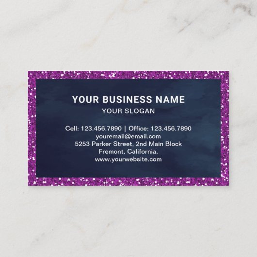 パープルグリッターブルーベリーチーズケーキスライスベーカリー 名刺 (裏面)