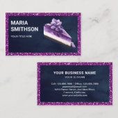 パープルグリッターブルーベリーチーズケーキスライスベーカリー 名刺 (正面/裏面)