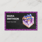 パープルグリッターブルーベリーチーズケーキペストリーベーカリー 名刺 (正面)