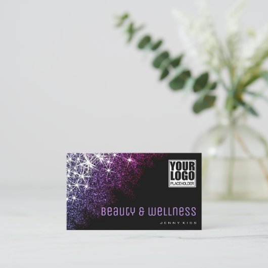 パープルグリッタープロ美しいとウェルネス 名刺 (スタンド正面)