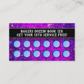 パープルグリッターヘアメイクアップアーティストネイルサロンスパ 予約カード (裏面)