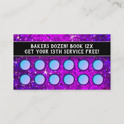 パープルグリッターヘアメイクアップアーティストネイルサロンスパ 予約カード (裏面)