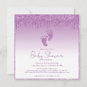 パープルグリッターベビーシャワー招待状 招待状 (正面)