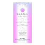 パープルグリッターベーカリーカップケーキパティシシェフメニュー ラックカード (正面)