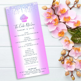 パープルグリッターベーカリーカップケーキパティシシェフメニュー ラックカード