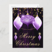 パープルグリッターボーブルズクリスマス シーズンポストカード (正面/裏面)