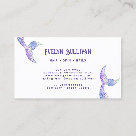 パープルグリッターマーメイドテール名刺 名刺 (裏面)
