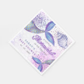 パープルグリッターマーメイドベビーシャワー スタンダードランチョンナプキン (角)