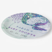 パープルグリッターマーメイドベビーシャワー ペーパープレート (アングル)