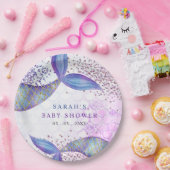 パープルグリッターマーメイドベビーシャワー ペーパープレート (パーティー)
