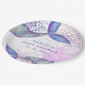 パープルグリッターマーメイドベビーシャワー ペーパープレート (アングル)