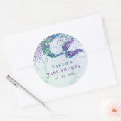 パープルグリッターマーメイドベビーシャワー ラウンドシール (封筒)