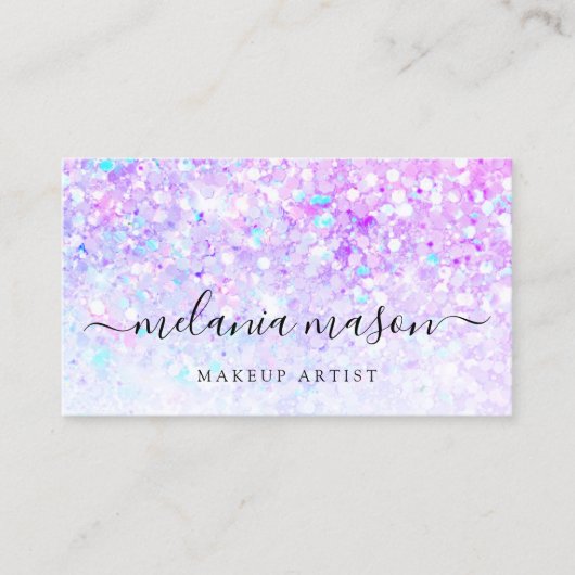 パープルグリッターメイクアップアーティストモダン 名刺 (正面)