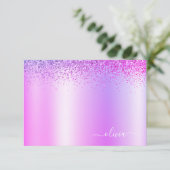 パープルグリッターメタルモノグラムグラム名 サンキューカード (スタンド正面)