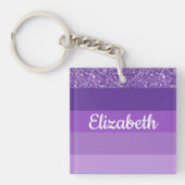 パープルグリッターモストライプのノグラム キーホルダー (正面)