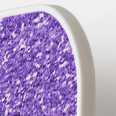 パープルグリッターモノグラムイニシャル パーソナライズされた ピックルボールラケット (左詳細)